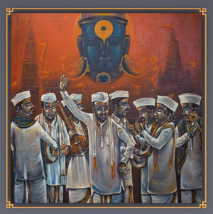 Religious acrylic painting titled 'Vitthal', 36x36 inches, by artist Sumon Naskar on Canvas