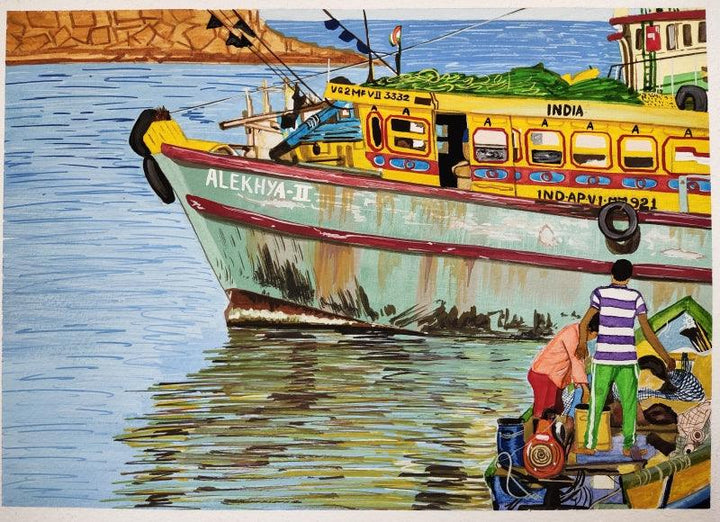 Vizag Harbour Painting by Shiva Prasad Reddy | ArtZolo.com