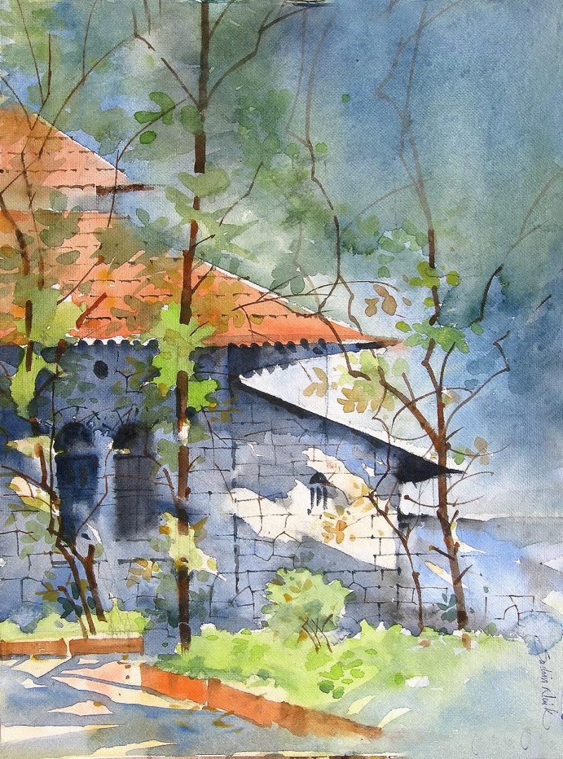 Landscape watercolor painting titled 'WATERCOLOUR LANDSCAPES', 14x11 inches, by artist Sachin Naik on Handmade Paper
