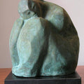 Figurative sculpture titled 'Waiting', 11x10x8 inches, by artist Shankar Ghosh on Bronze