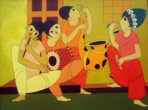 Anime acrylic painting titled 'Waiting', 36x48 inches, by artist Dnyaneshwar Bembade on Canvas