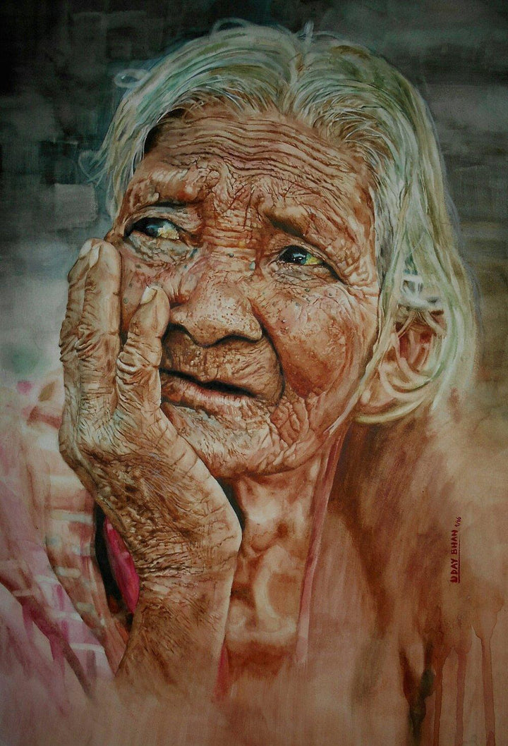 Waiting Eyes Painting by Dr Uday Bhan | ArtZolo.com