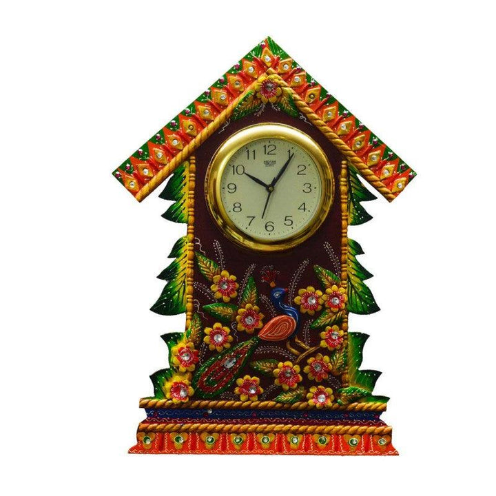 Wall Clock Floral Hut Design Handicraft by E Craft | ArtZolo.com