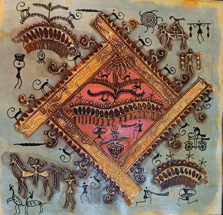 Warli Art 11 Traditional Art by Pradeep Swain | ArtZolo.com