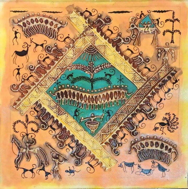 Warli Art 21 Traditional Art by Pradeep Swain | ArtZolo.com
