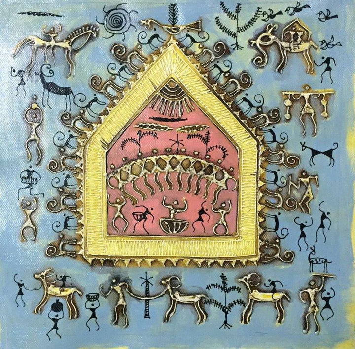 Warli Art 5 Painting by Pradeep Swain | ArtZolo.com