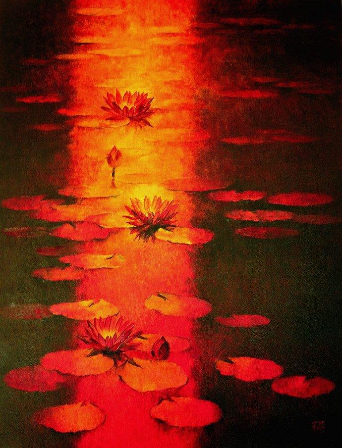 Water Lilies 60 Painting by Swati Kale | ArtZolo.com