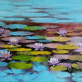 Nature oil painting titled 'Waterlilies 112', 48x72 inches, by artist Swati Kale on Canvas