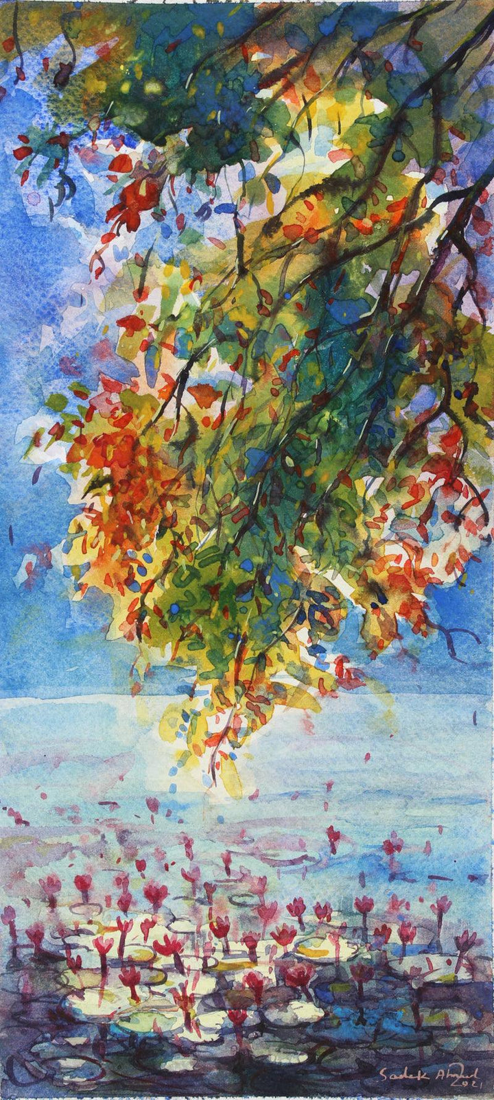 Waterlily Painting by Sadek Ahmed | ArtZolo.com