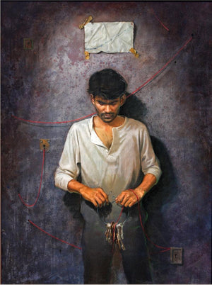Figurative acrylic oil painting titled 'Way', 48x36 inches, by artist Amit Thombare on Canvas