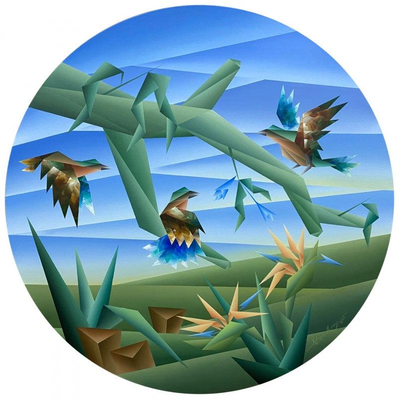 Animals acrylic painting titled 'Way Of Sitting 2', 36x36 inches, by artist Nirakar Chowdhury on Canvas