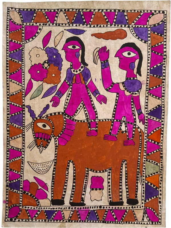 Way To Wonderland Madhubani Art Traditional Art by Yamuna Devi | ArtZolo.com