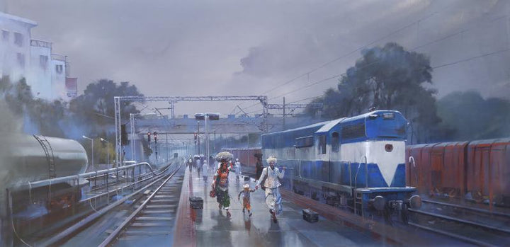 Wet Platform Baroda Painting by Bijay Biswaal | ArtZolo.com