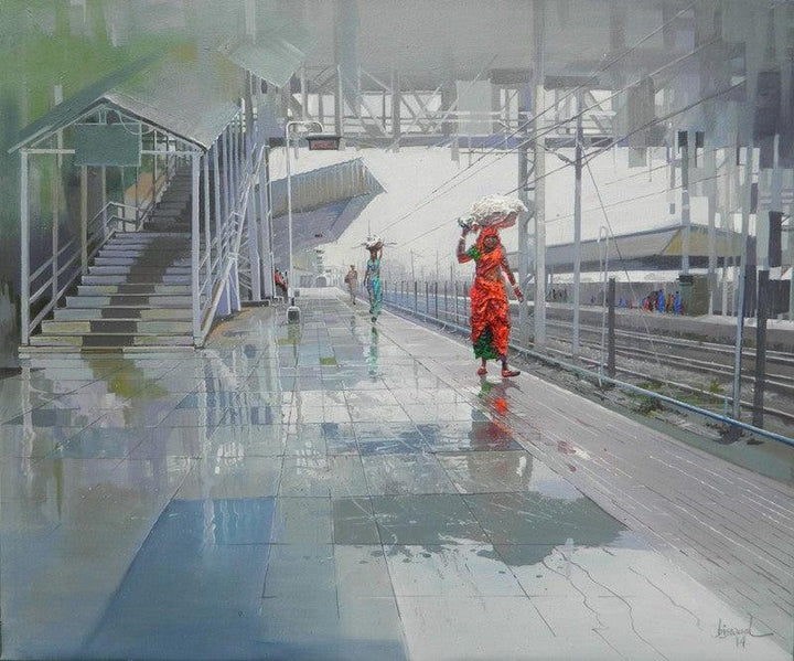 Wet Platform Iii Painting by Bijay Biswaal | ArtZolo.com