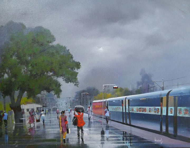 Wet Platform Ix Painting by Bijay Biswaal | ArtZolo.com