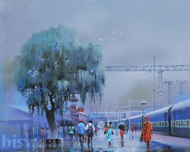 Wet Platform V Painting by Bijay Biswaal | ArtZolo.com