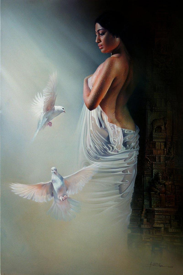 Wet Woman2 Painting by Amit Bhar | ArtZolo.com