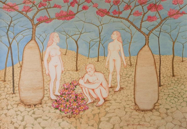 When The Plant Flowering Year Painting by Sanu Ramakrishnan | ArtZolo.com