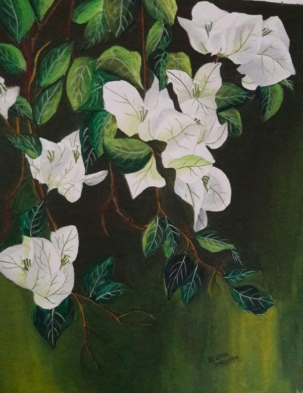 White Bouganvillea Painting by Reema Ravindran | ArtZolo.com
