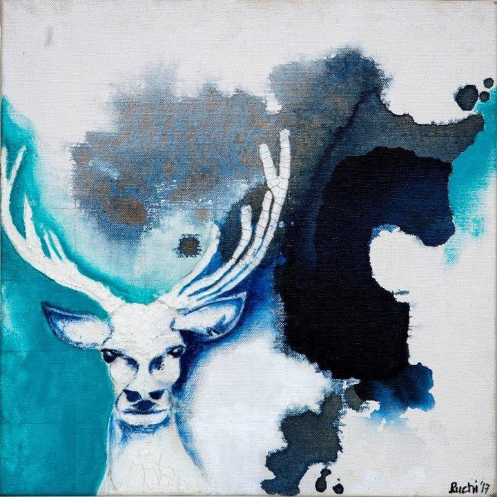 White Buck 1 Painting by Ruchi Singhal | ArtZolo.com