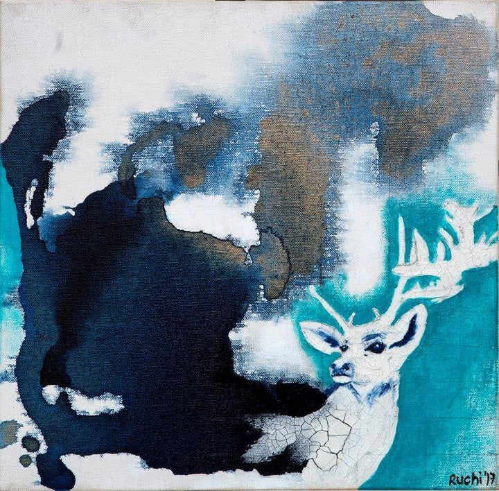 White Buck 3 Painting by Ruchi Singhal | ArtZolo.com