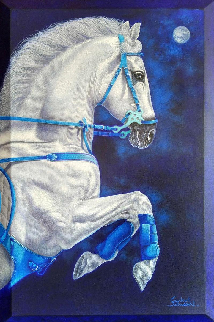 White Horse Painting by Sanket Sawant | ArtZolo.com