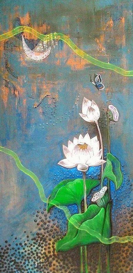 White Lotus Painting by Shyamali Paul | ArtZolo.com