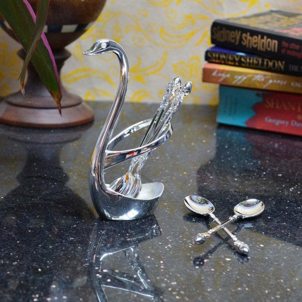 White Metal Swan Spoon Holder Handicraft by E Craft | ArtZolo.com