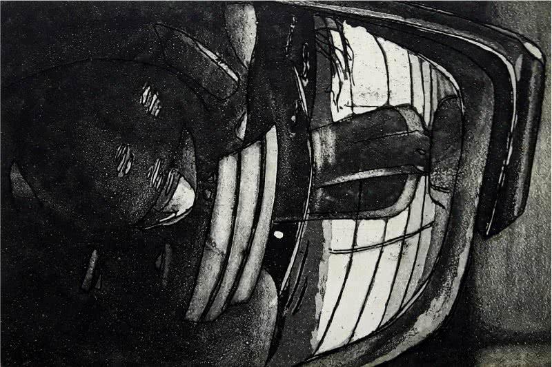 Other etching drawing titled 'Window', 4x5 inches, by artist Kinnari Tondalekar on Paper