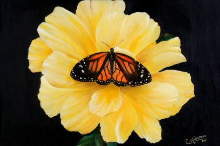 Wings On A Flower Painting by Abarna | ArtZolo.com