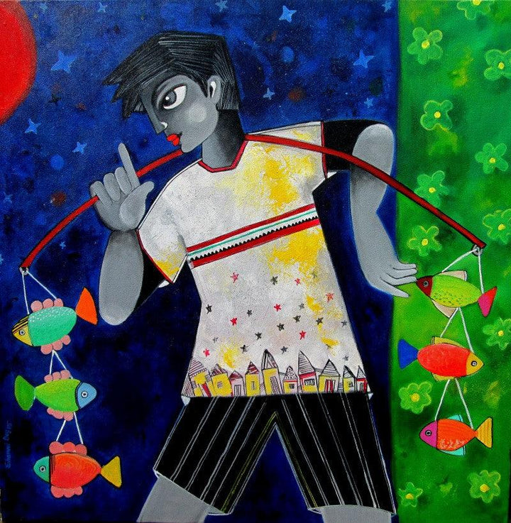 Winnie The Fisher Boy Painting by Sharmi Dey | ArtZolo.com