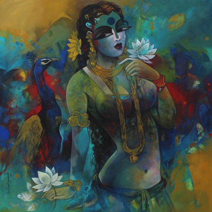 Woman Painting by Rajeshwar Nyalapalli | ArtZolo.com
