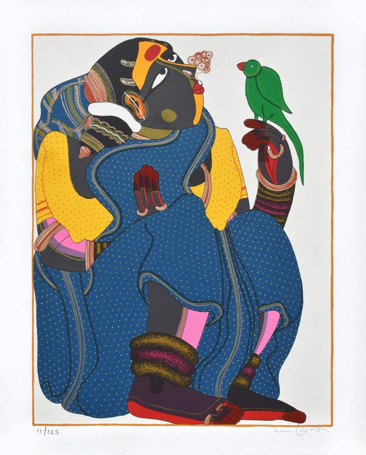 Woman In Blue Painting by Thota Vaikuntam | ArtZolo.com