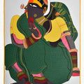 Figurative serigraphs painting titled 'Woman In Green', 20x16 inches, by artist Thota Vaikuntam on Paper