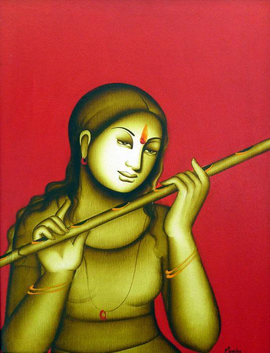 Woman Playing Flute Painting by Monica | ArtZolo.com