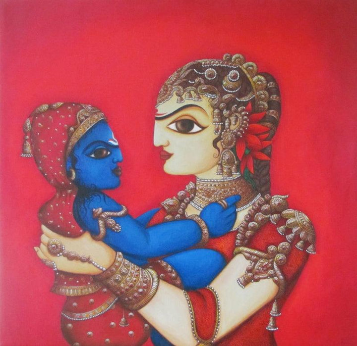 Woman With Child Painting by Rahul Phulkar | ArtZolo.com