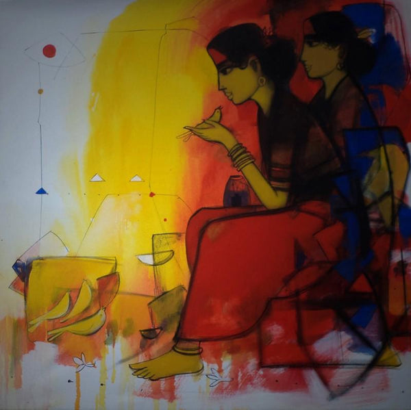Women And The Birds Painting by Sachin Sagare | ArtZolo.com