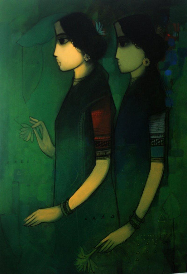 Women In Dark Painting by Sachin Sagare | ArtZolo.com