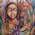 Figurative oil pastel painting titled 'Wonderland', 23x20 inches, by artist N P Pandey on Paper