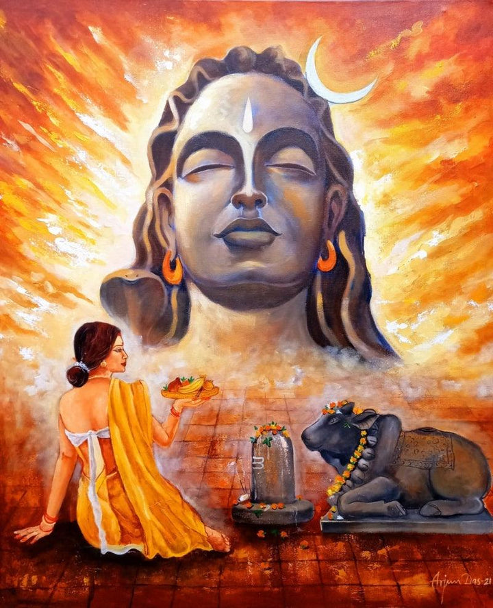 Worship Of Shiva Painting by Arjun Das | ArtZolo.com