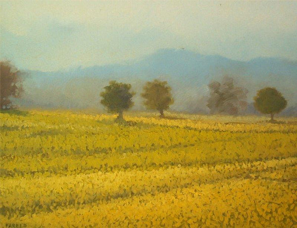 Yellow Farm Painting by Fareed Ahmed | ArtZolo.com