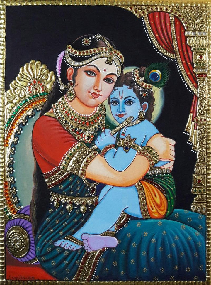 Yeshoda Krishna Traditional Art by Sanjay Tandekar | ArtZolo.com