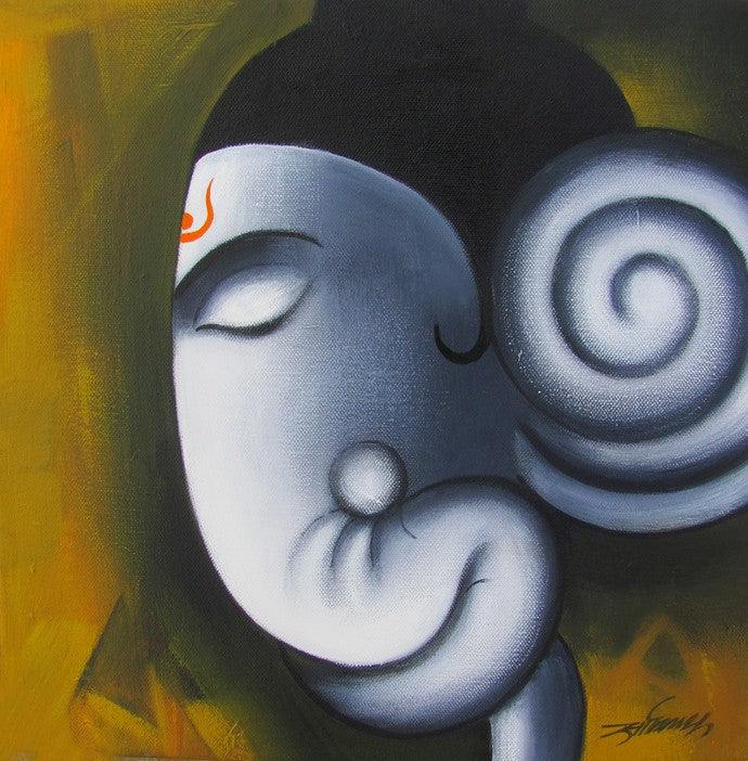 Yogdeepa Ganesha Painting by Somnath Bothe | ArtZolo.com