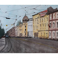 Cityscape watercolor painting titled 'Zagreb Croatia', 7x11 inches, by artist Arunava Ray on Paper