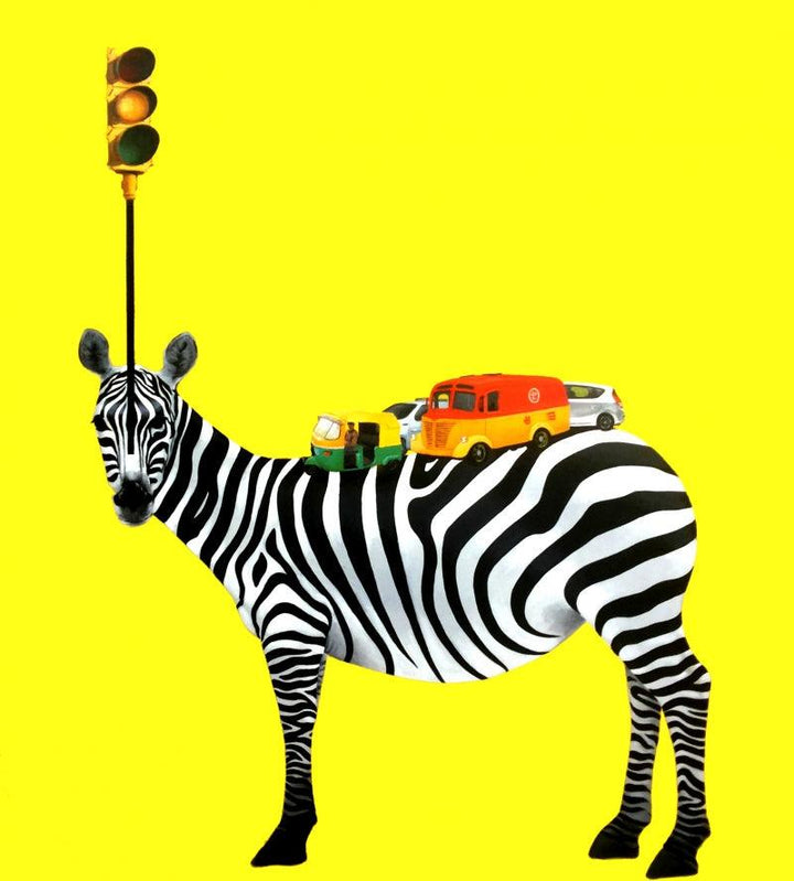 Zebra Line Traffic Painting by Amit Kumar | ArtZolo.com