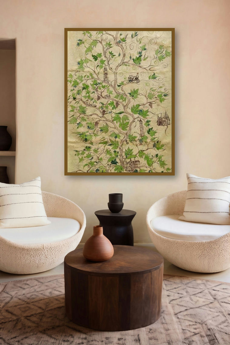 A Delicate Tree (A Tapestry of Time) by artist Sunil Lohar displayed in a Museum Style gallery