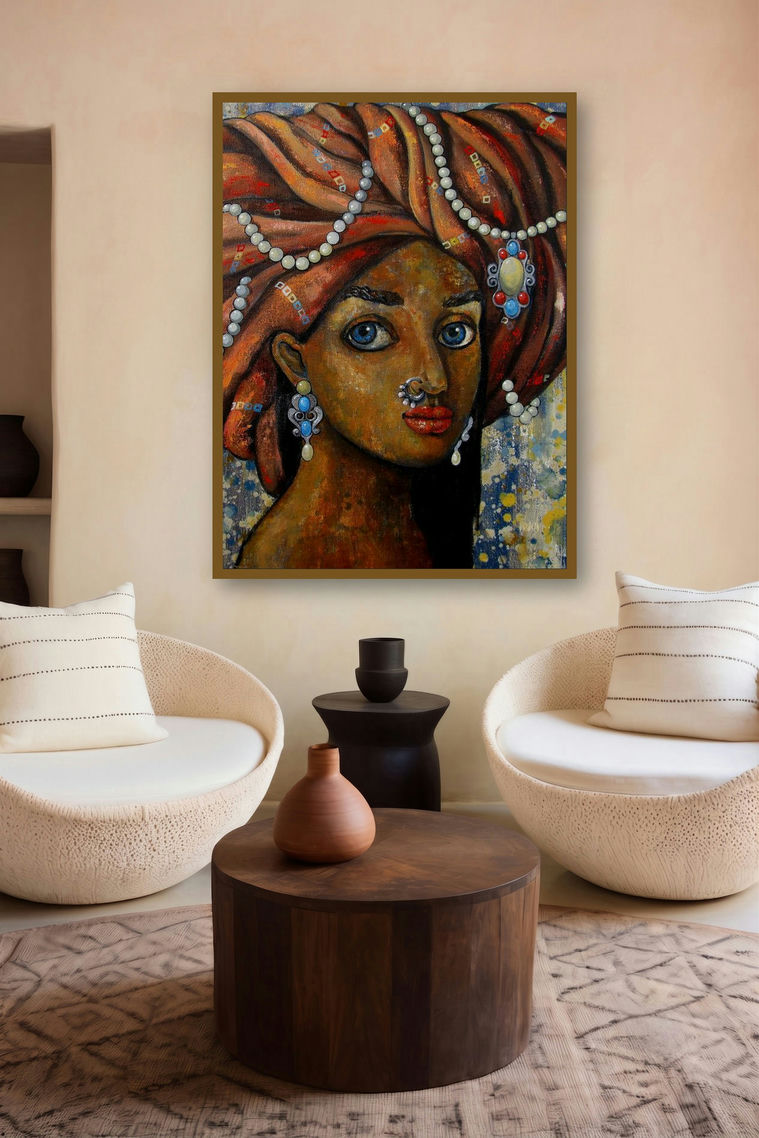 A Girl With Beautiful Eyes by artist Suruchi Jamkar displayed in a Curated gallery