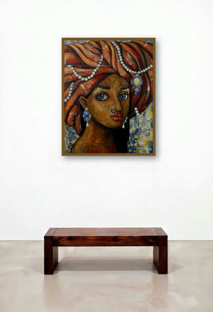 A Girl With Beautiful Eyes by artist Suruchi Jamkar displayed in a Contemporary Luxury Study