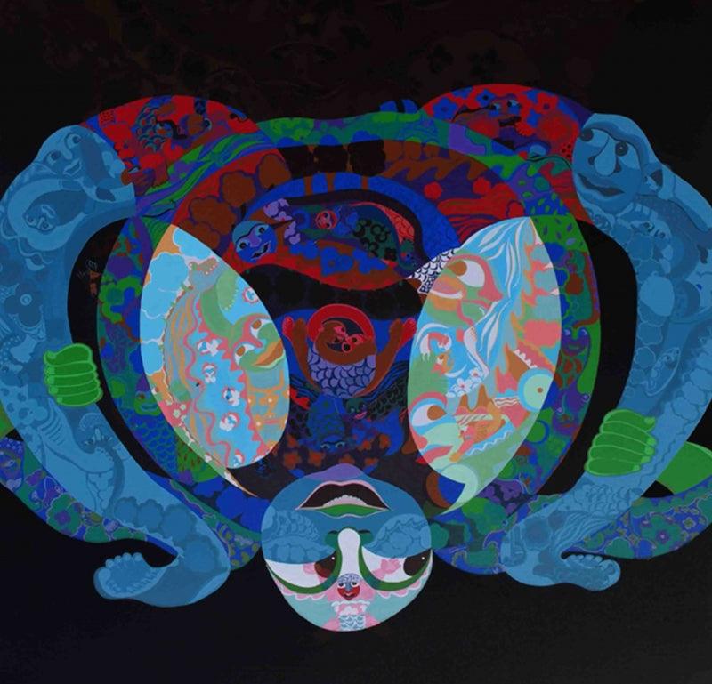 Figurative acrylic painting titled 'A Graceful Day Of My Life', 43x43 inches, by artist Tanushree Chakraborty on Canvas