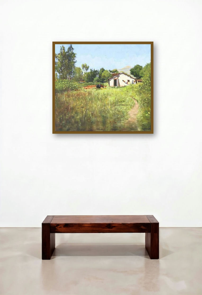 A Grange by artist Vivek Vadkar displayed in a Classic Library